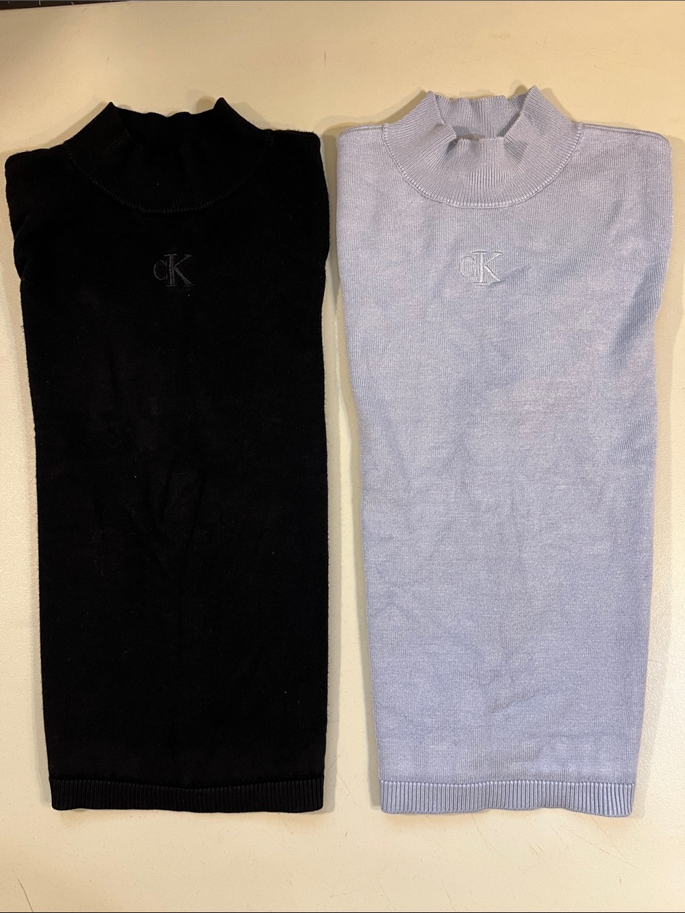 Calvin Klein Women’s Turtleneck Tops - Black & Light Blue